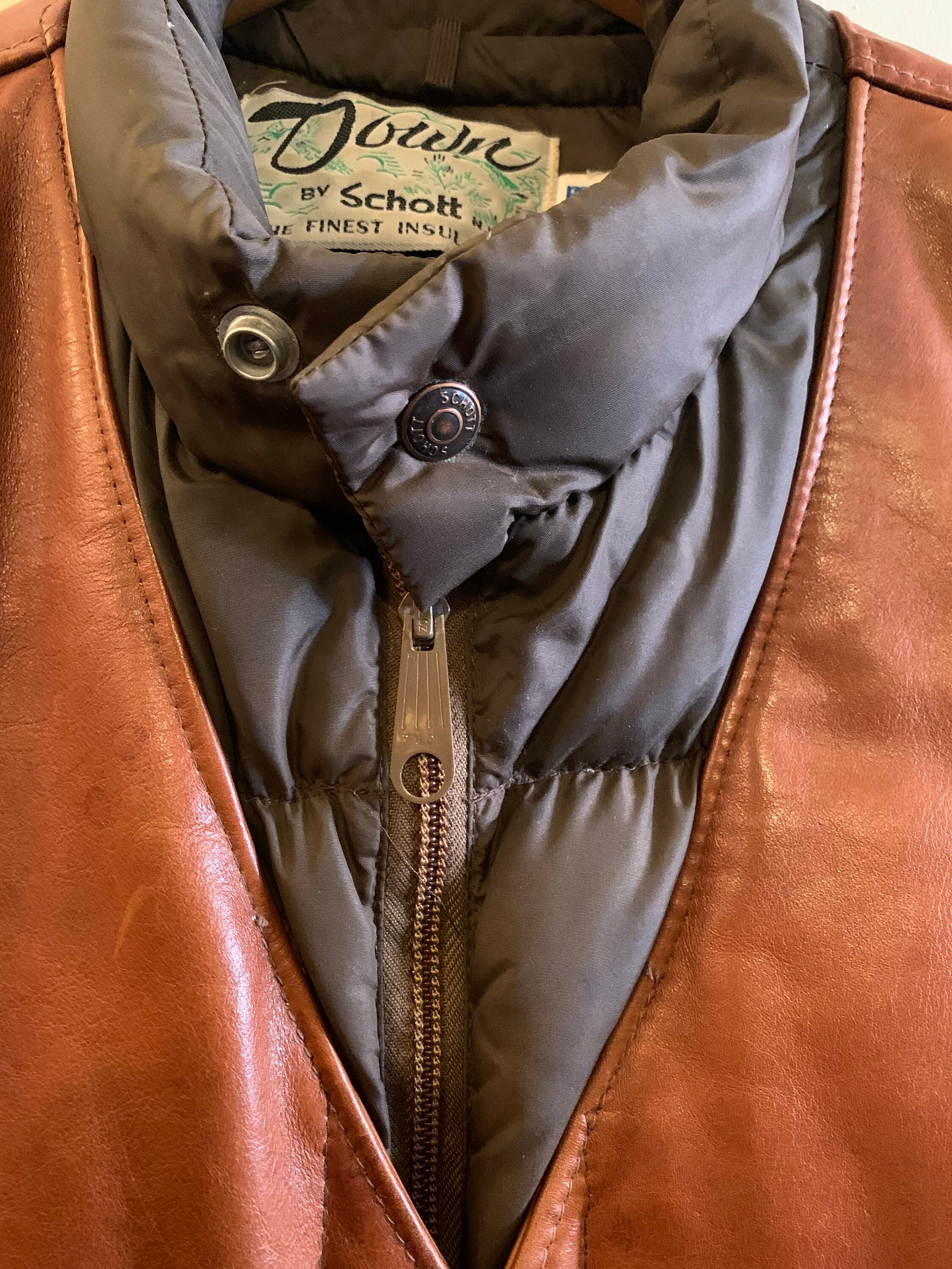 SCHOTT / Duck Down and Leather / Vintage Schott / Made in USA