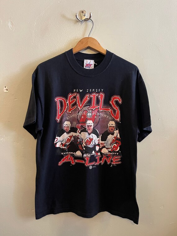 NJ DEVILS NHL Vintage Vintage Devils T shirt the A line Y2k Hockey Vintage Hockey Stanley Cup Champs Dynasty Team Mens L Etsy