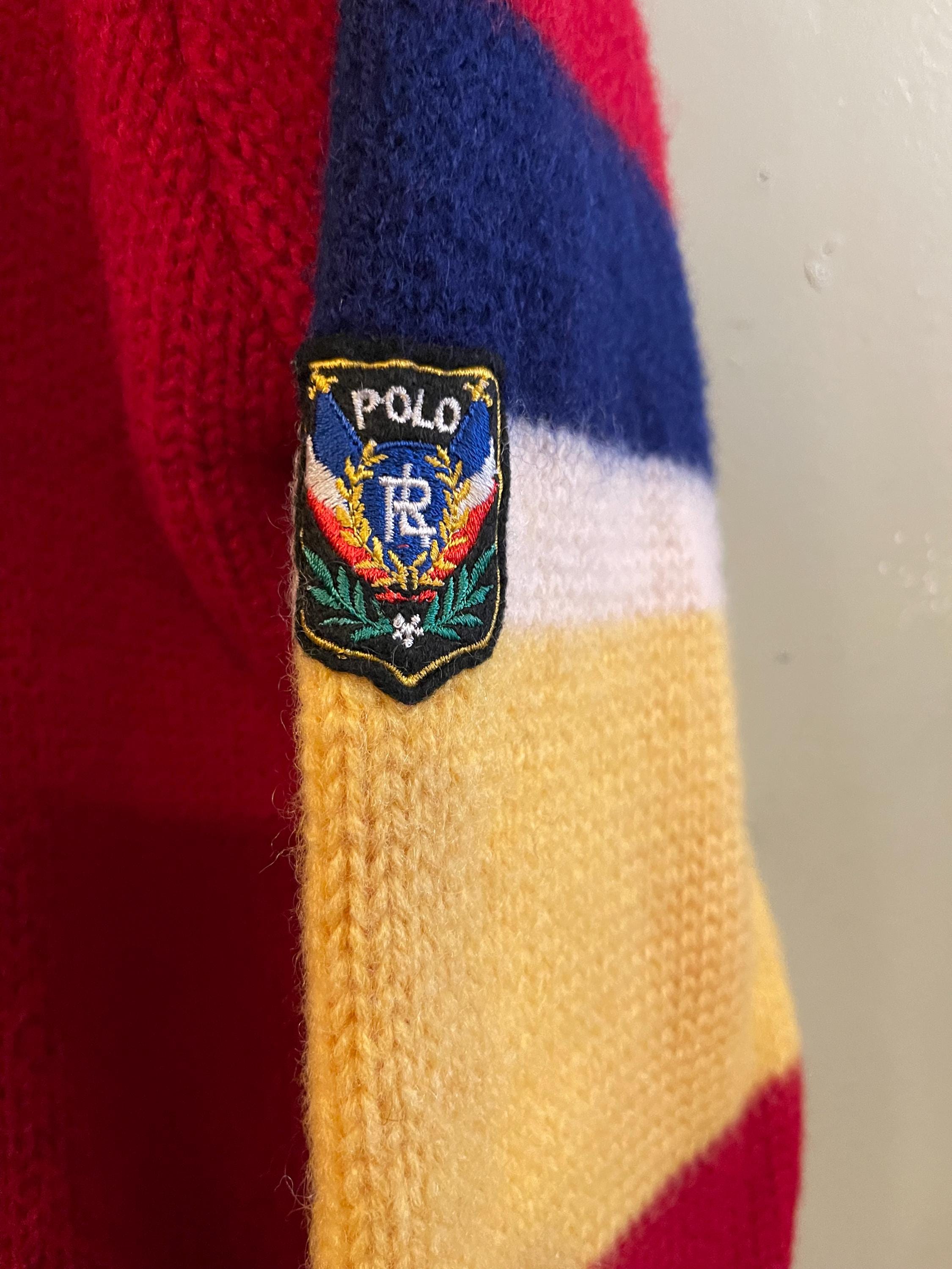POLO RL / Vintage Cardigan / All Wool / Bright Red Polo / Arm 