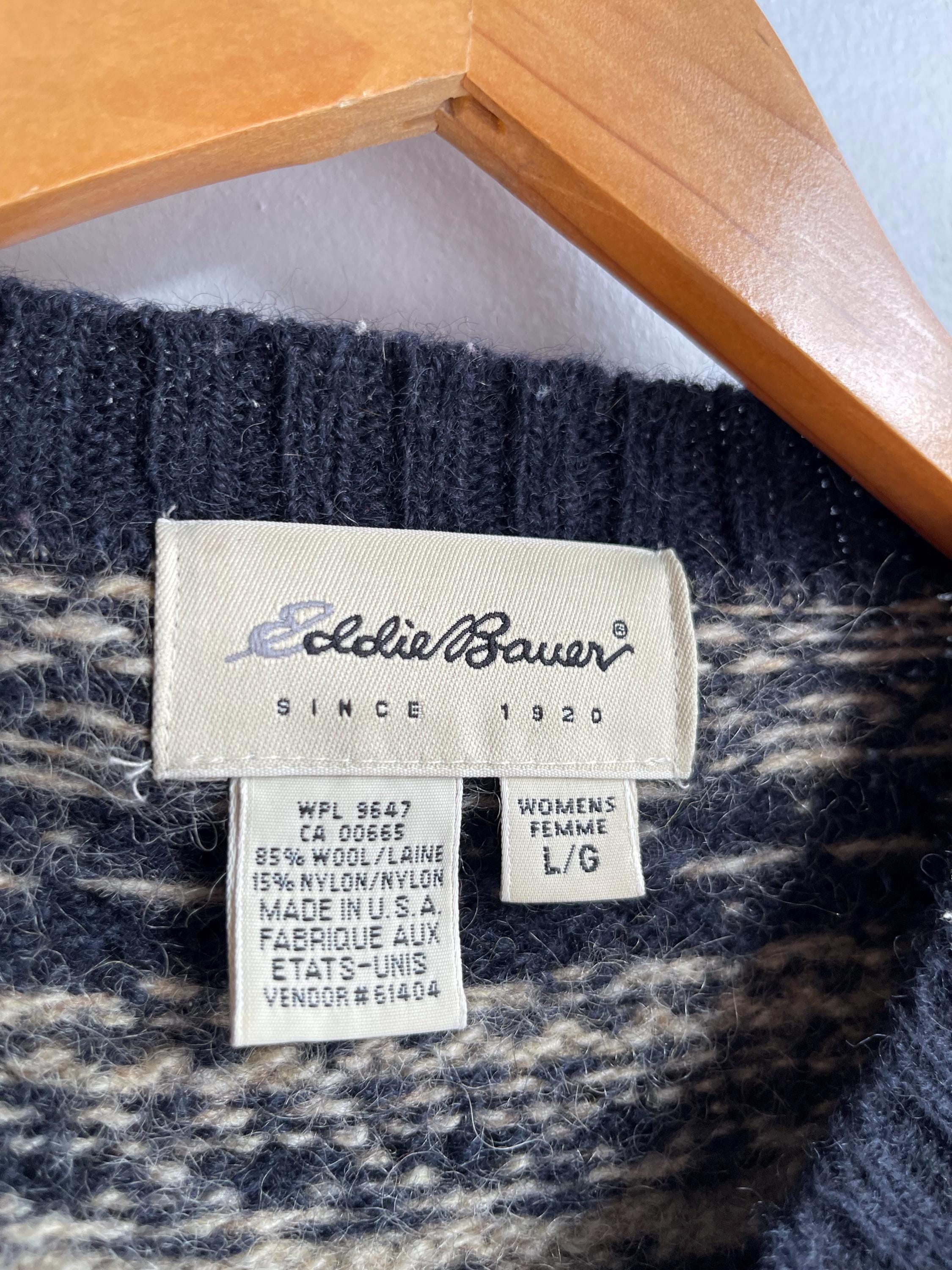 EDDIE BAUER / Vintage Wool Sweater / Festive Sweater / Button up