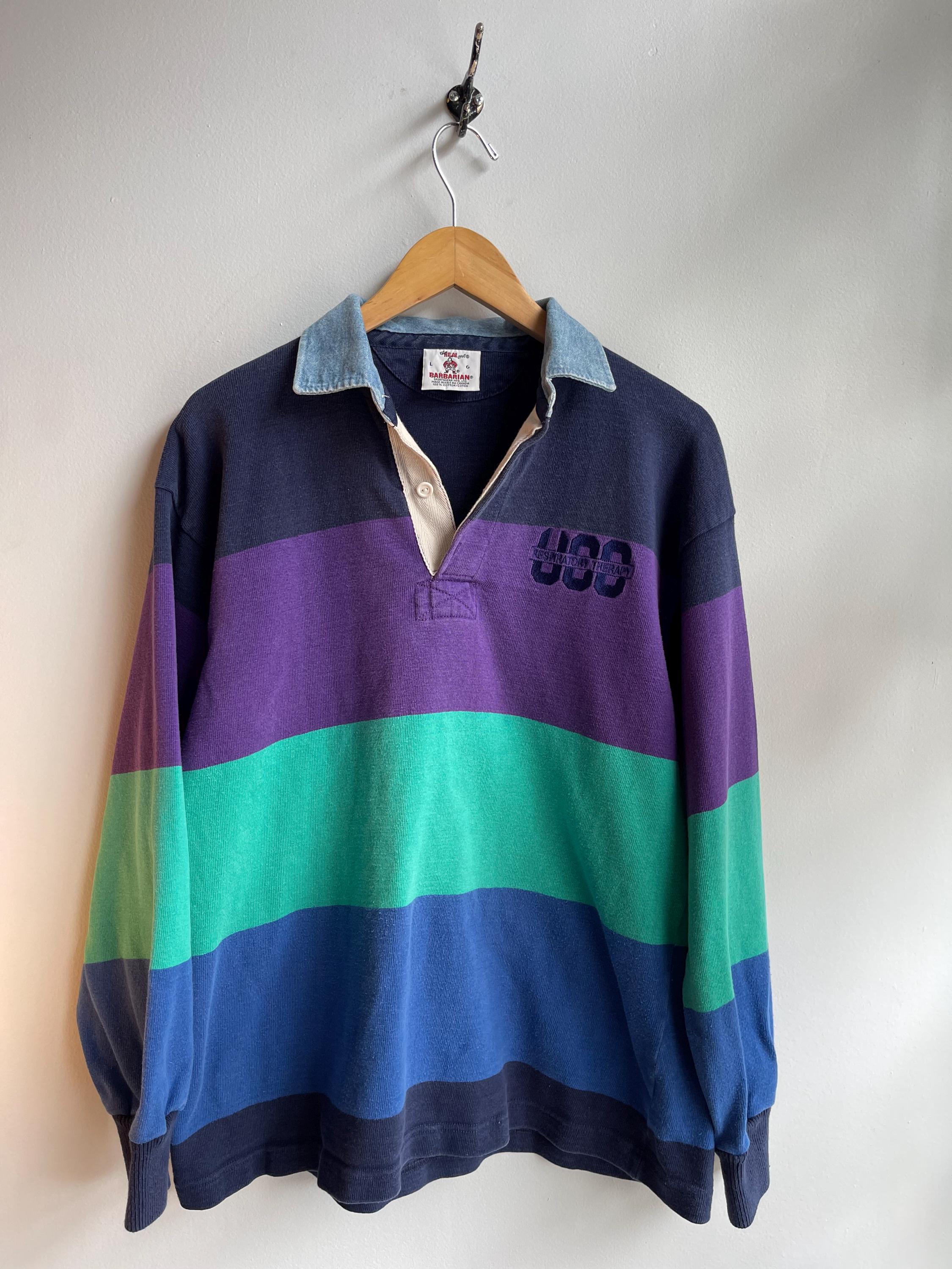 BARBARIAN / Vintage Rugby Shirt / 90s Rugby Shirt / Colourful