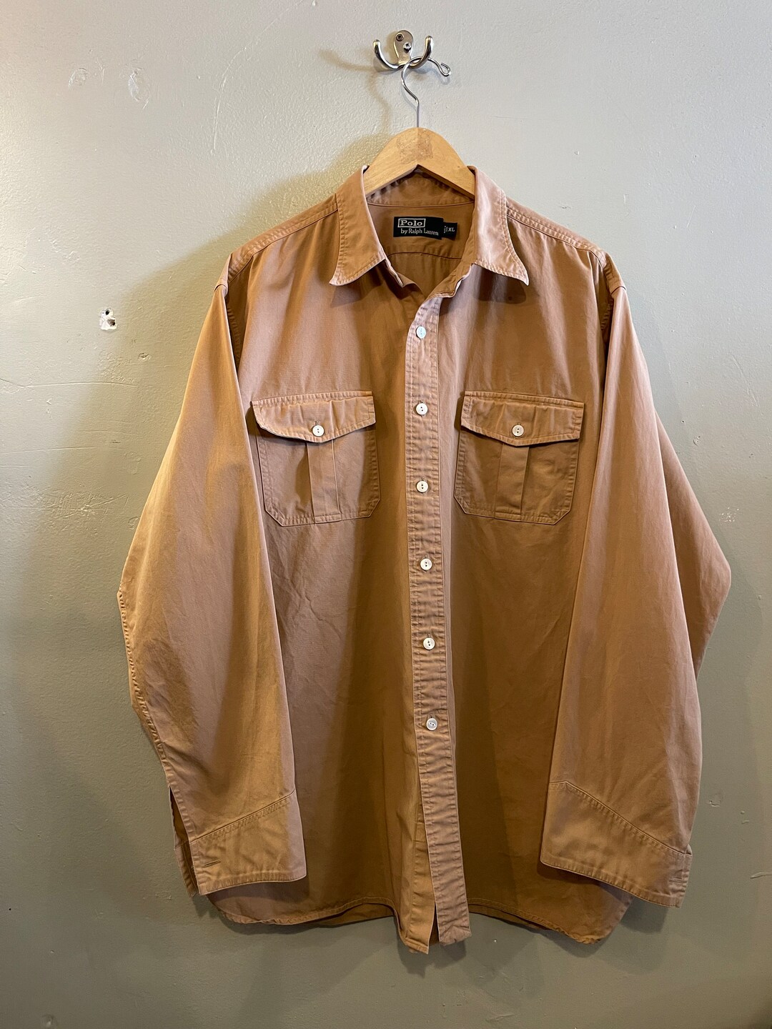 POLO Ralph Lauren 90's リネンカバーオール サファリ Vintage 90s Polo Safari Field Shirt Mens L Ralph Lauren