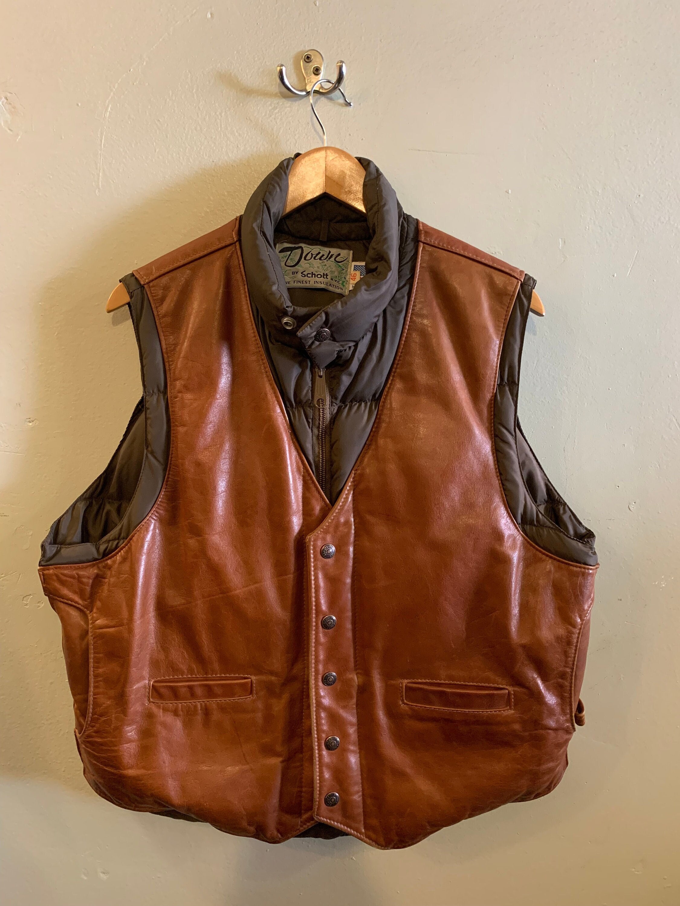 Men Leather Down Vest