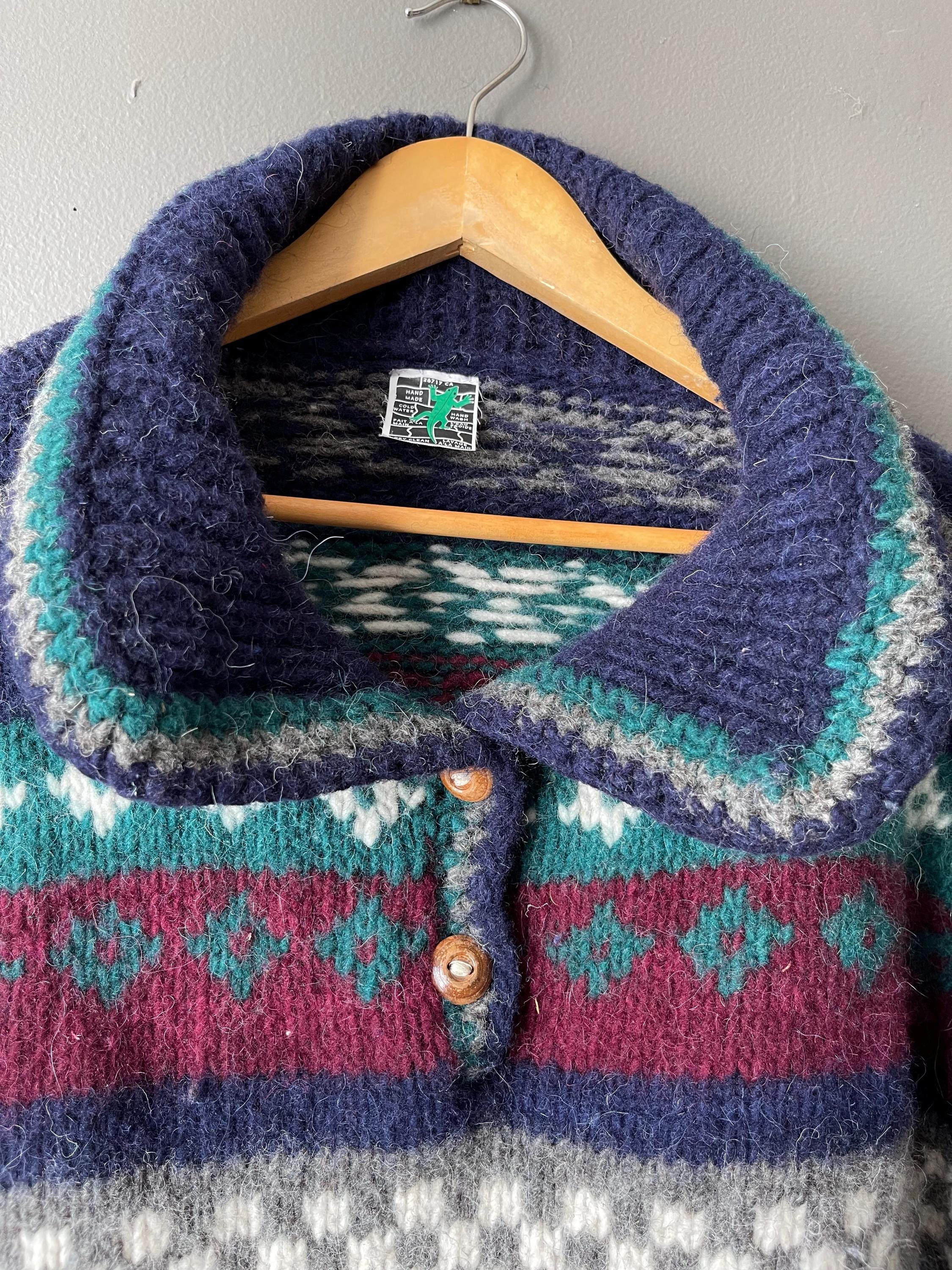 ECUADOR / Vintage Heavy Wool Sweater / Bright Design / Hand Made