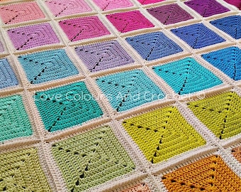 Rainbow Granny Square Afghan Blanket Crochet