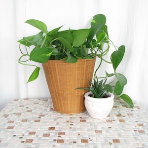 Vintage Basket, Wicker Planter, Storage Basket, Waste Basket, Boho Shabby Chic Farmhouse Home Decor