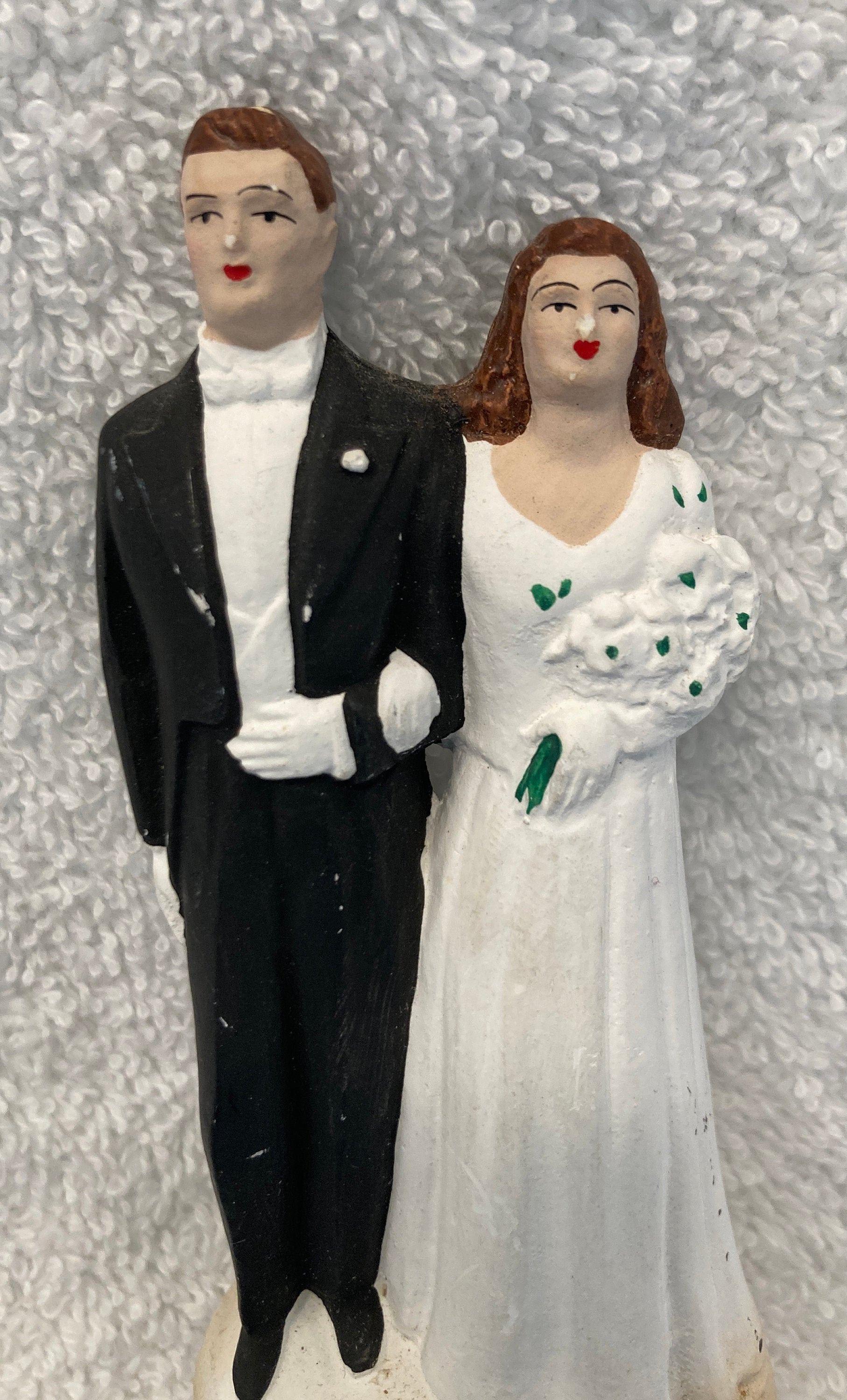 Bride + Groom 1948 chalk ware wedding cake topper from our collection.   Vintage wedding cake topper, Wedding cake toppers, Wedding cakes vintage