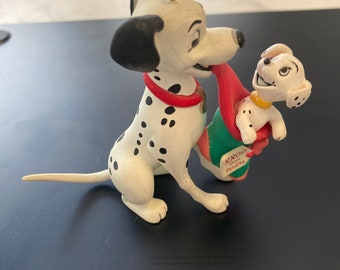 Vintage Disney 101 Dalmatians Li’l Stocking Stuffer Christmas Ornament Enesco, gift tag reads 'from Perdita"