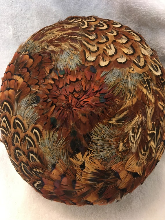Vintage Mid Century Modern Pheasant Feathered Pil… - image 5