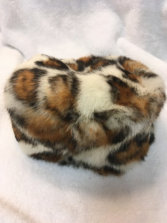 Vintage Betmar Pillbox Hat, lined, fur, faux leop