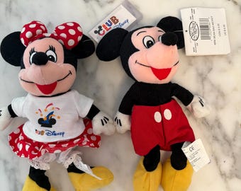 Vintage Club Disney Minnie and Mickey Bean Bag Plush Toys