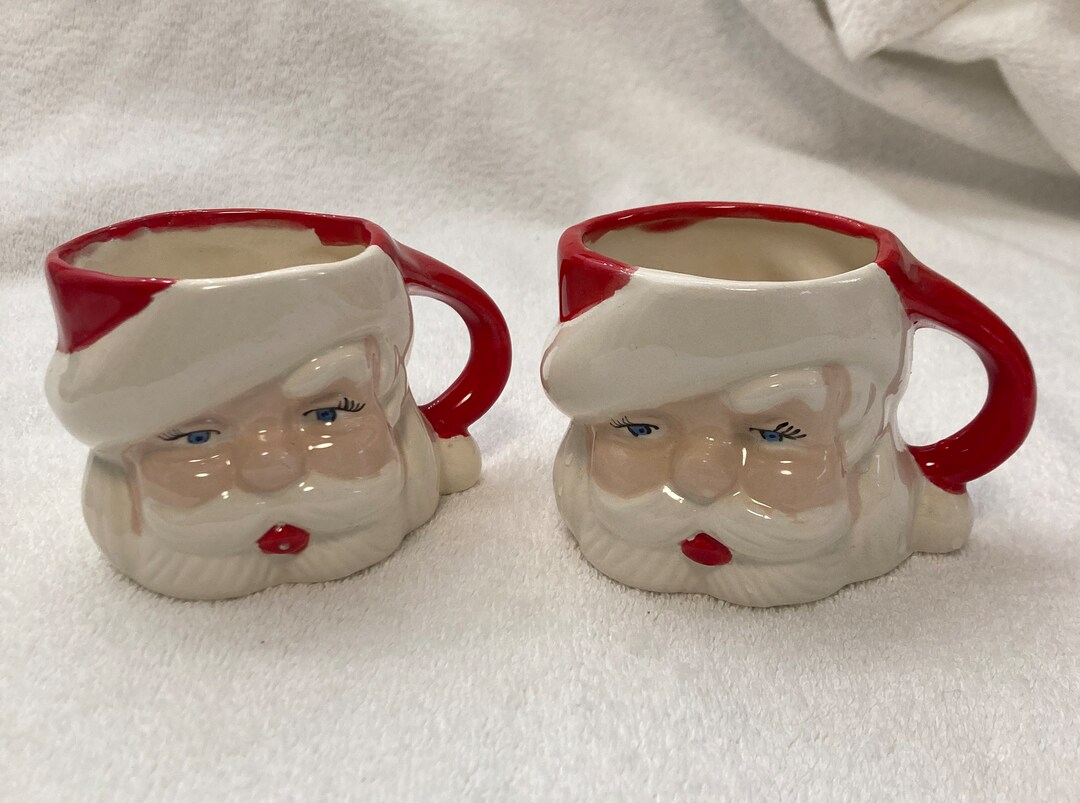 Vintage Santa Mugs, Set of Two, 3