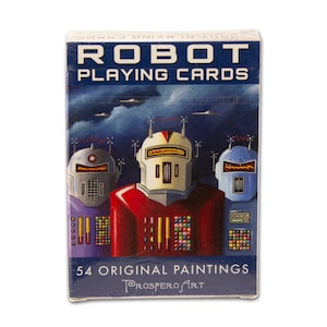 Robot Playing Cards - Robot Poker Deck - Sci-Fi Playing Cards - Retro Playing Cards - Tin Robot, Robot Painting, Robot Art, John Padlo Art