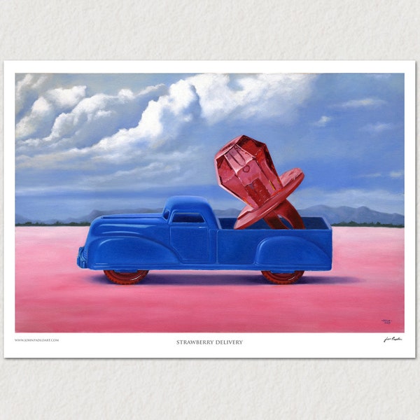 Poster Print 13" x 19" - "Strawberry Delivery" by John Padlo - Vintage Renwal Toy Car, Marx Toys, Route 66, Vintage Candy, Boys Room