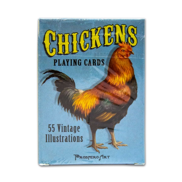 Chicken Playing Card Deck, 55 unique vintage illustrations