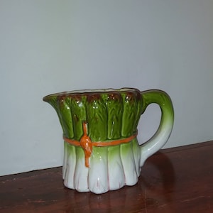 Vintage Mancer Majolica asparagus pitcher. RARE! #1 OF 9!