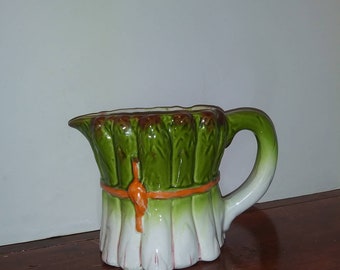 Vintage Mancer Majolica asparagus pitcher. RARE! #1 OF 9!