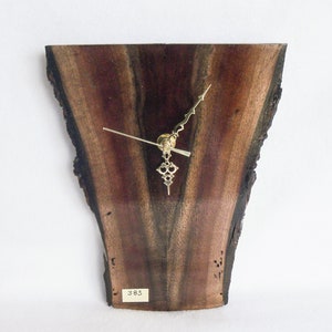 Clock (#383), Wall Hanging Clock, Reversible - Live Edge Walnut, Book Matched