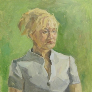 Retrato a óleo menina bonita Antiga da pintura a óleo original realismo Socialista Soviético arte ucraniana artista 60-50