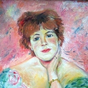 Retrato de jovem bonita menina Grande retrato Antigo de pintura a óleo original realismo Socialista Soviético arte ucraniana artista Ledyan