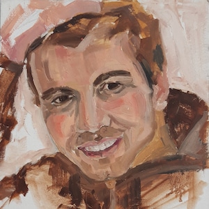 Retrato jovem belo homem antigo pintura a óleo original Realismo socialista Arte soviética Artemieva A. 30-27