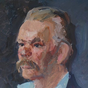 Retrato de homem Soviético Grande macho de retrato Antigo da pintura a óleo original realismo Socialista Soviético arte ucraniana artista