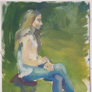 Ritratto giovane bella ragazza Pittura a olio antica originale realismo socialista Arte sovietica Artista ucraino 23-18 (Igor)