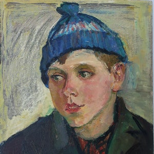 Crianças soviéticas retratam crianças Pintura a óleo antiga original Realismo socialista Arte soviética Artista ucraniano Nedoshovenko