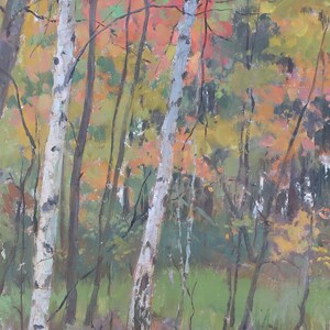 Pintura de paisagem Impressionismo Paisagem florestal Cenário de bosque Arte soviética original Artista ucraniano Sokolovsky G.G. 44-35 1970