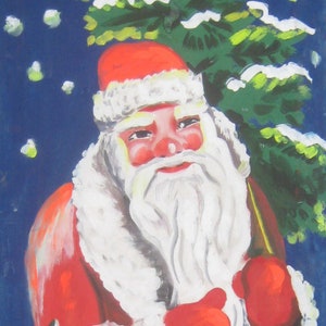 Santa ClausSoviet verhalen cartoons decoratie Antiek olieverfschilderij oorspronkelijke Sovjet-kunst oekraïense kunstenaar 149-43