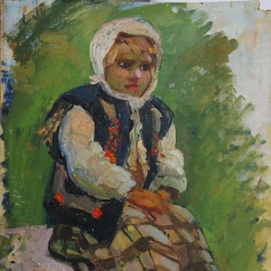 Retrato ucraniano traje nacional de Antiguidades, pintura a óleo original realismo Socialista Soviético arte ucraniana artista Bondarenko S.