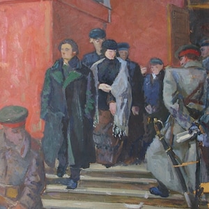 Retrato Soviética manworker Antiga da pintura a óleo original realismo Socialista Soviético arte ucraniana artista Balykov Yu. 89-67 de 1960