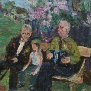Retrato de hombre Soviético retrato Soviética niños de Antigüedades de la pintura al óleo original de arte Soviética de ucrania artista