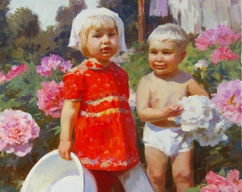 Sowjetische Kinder-portraits, ölgemälde, original Ukrainische Künstler Polyakov S. 90-85 14