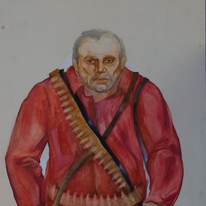 Ritratto maschile ritratto maschile Antico dipinto ad olio originale realismo Socialista Sovietica d'arte artista ucraino Gorshkova I. 50-25