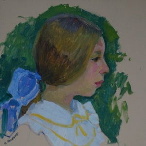 Soviética família Antiga da pintura a óleo original realismo Socialista Soviético arte ucraniana artista Pokataeva N. 50-35 de 1970
