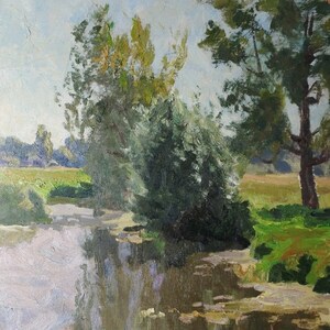 Paisagem Rural de antiguidades, pintura original Soviética arte ucraniana artista Chuchalin 70-50 de 1970