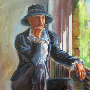 Retrato a óleo menina bonita Grande retrato Antigo de pintura a óleo original realismo Socialista Soviético arte ucraniana artista 80-60