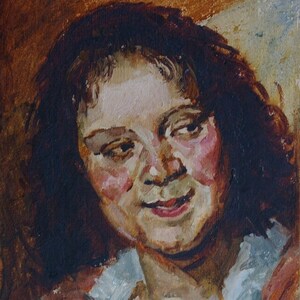 Retrato a óleo menina bonita Grandes Antiga da pintura a óleo original realismo Socialista Soviético arte ucraniana artista Bondarenko S.