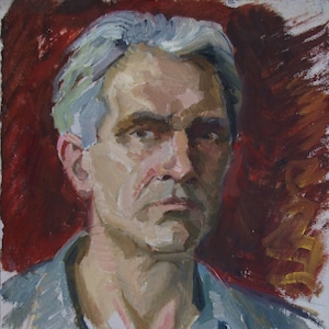 Retrato Soviética Grande macho de retrato Antigo da pintura a óleo original realismo Socialista Soviético arte ucraniana artista Korzh V. D.