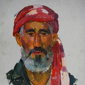 Retrato a óleo de Homem macho Grande retrato Antigo de pintura a óleo original realismo Socialista Soviético arte ucraniana artista