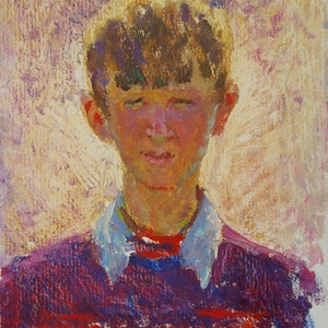 Retrato de menino Retrato jovem filho de Antiguidades, pintura a óleo original realismo Socialista Soviético arte ucraniana artista Balykov