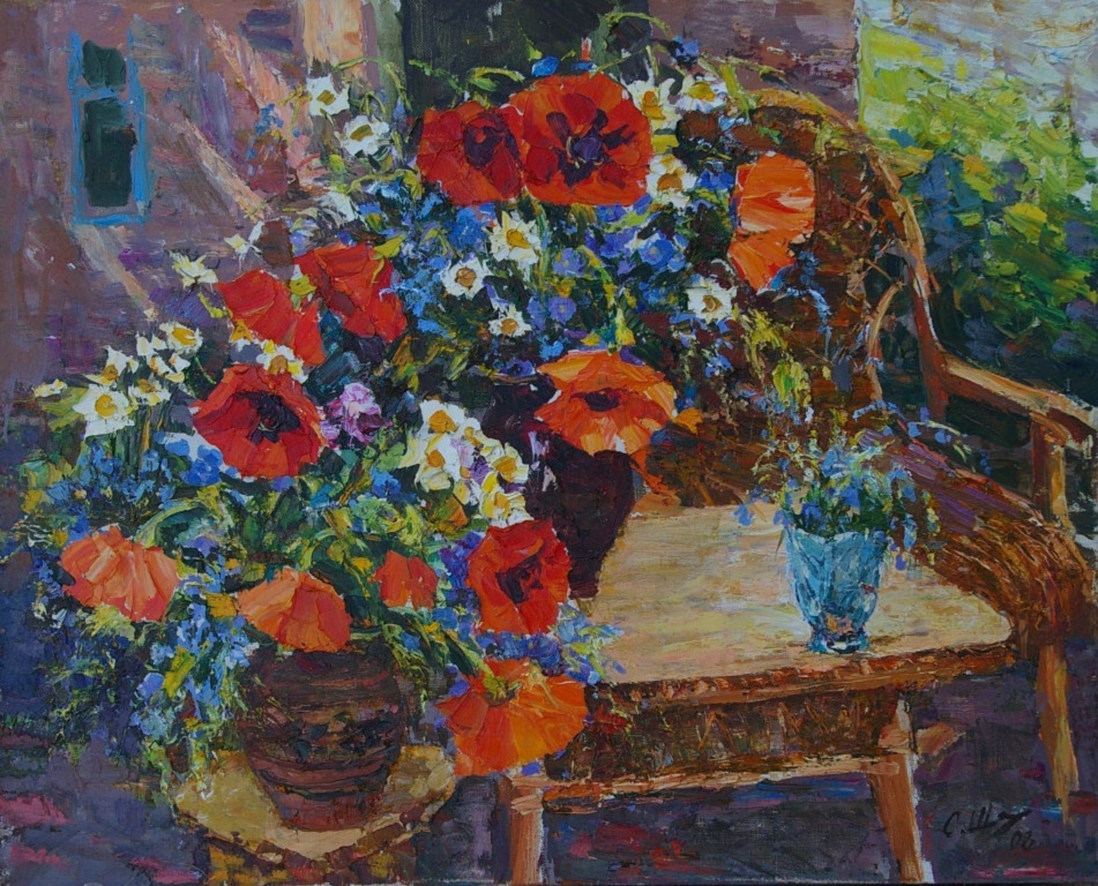 Nature morte avec des fleurs Antique peinture à l