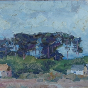 Primavera pintura de paisagem Rural Impressionismo Antiga da pintura a óleo originais de arte Soviética ucraniana artista Chuchalin 30-49