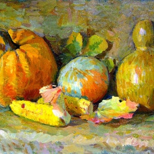 Ainda de vida com alimentos Antiga da pintura a óleo originais de arte Soviética ucraniana artista Moskvitin M. A. 34-49
