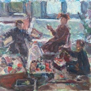 Férias em família soviética Pintura  antiga original Realismo socialista Arte soviética Artistas ucranianos Sokolovsky G. 24-34 anos 60