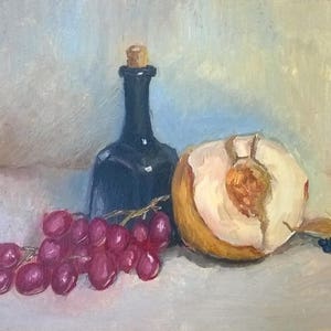 Ainda de vida com alimentos Antiga da pintura a óleo originais de arte Soviética ucraniana artista Glushko A. 24-30