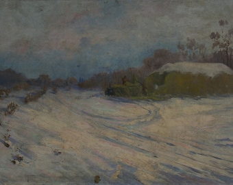 La pittura di paesaggio Impressionismo paesaggio Invernale Antico dipinto ad olio originale Sovietica arte artista ucraino Levchenko N.