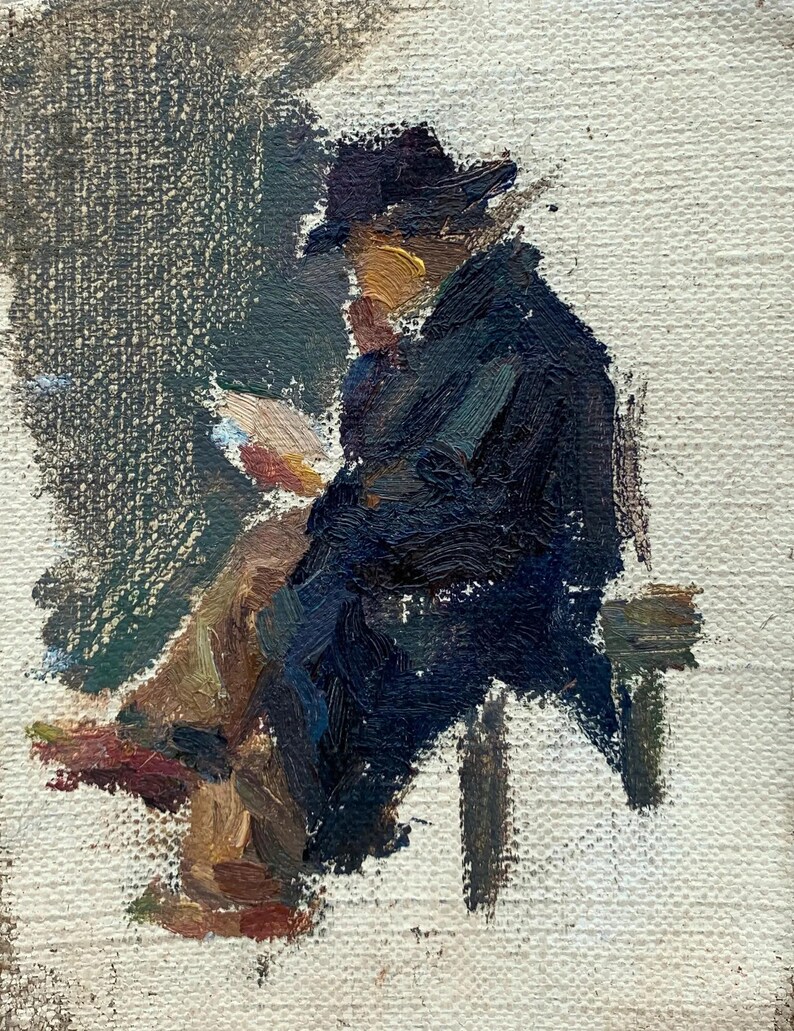 Soviet Portrait Antique Oil Painting Original Socialist Realism Soviet ...