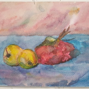 Natura morta con cibo Pittura a olio antica originale Arte sovietica Artista ucraino 21-29 (Igor)